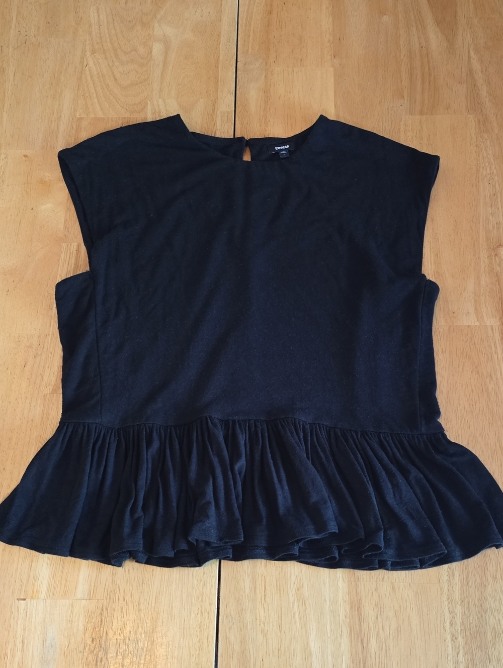 Express Black Peplum Ruffle Top